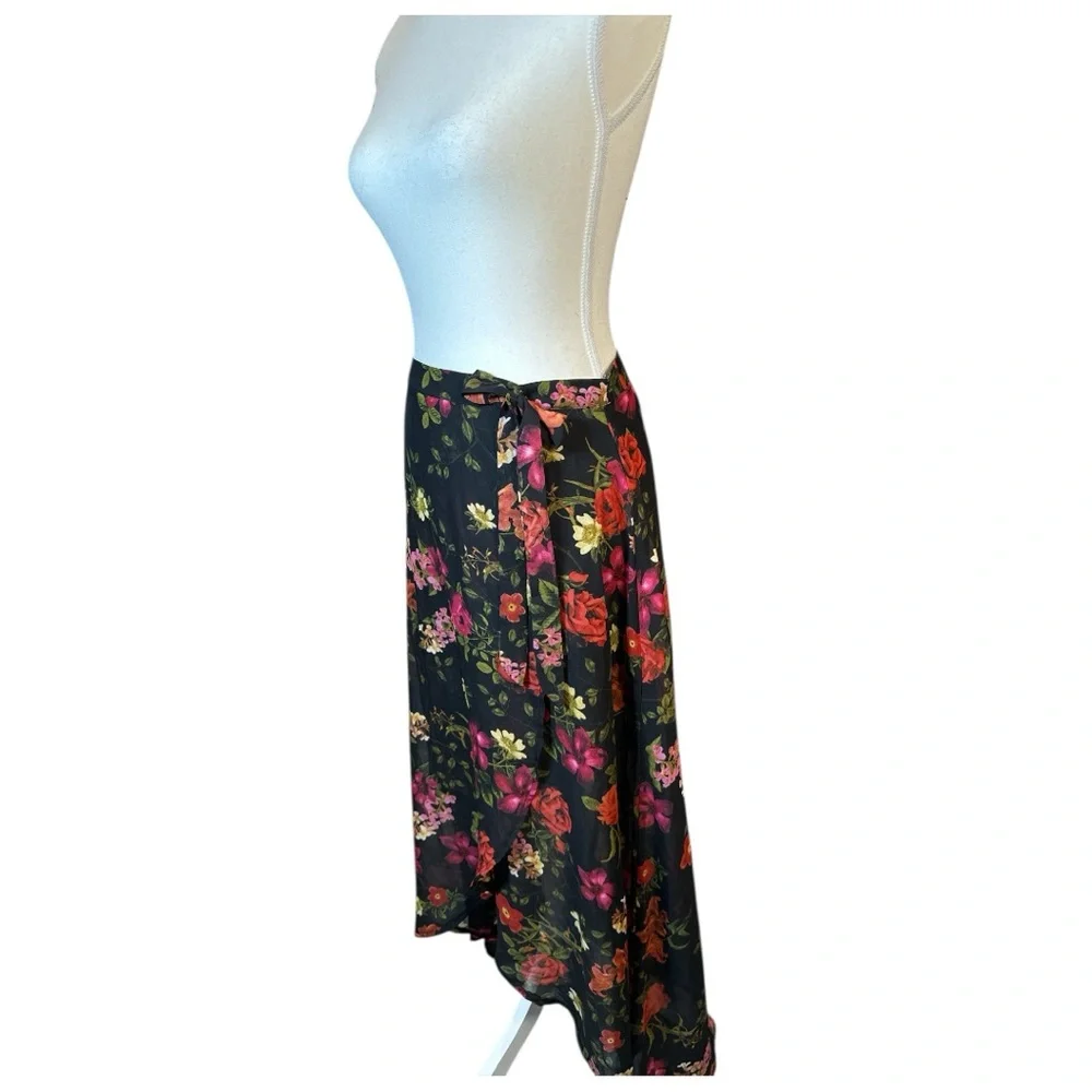 Know One Cares Asymmetrical Midi Wrap Skirt - Picture 2 of 5